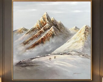 Nepal-olieverfschilderij op doek, Mount Everest, kunst Himalayan Snow Mountain