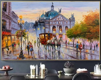 Lviv Ukraine Oil Painting Original Ukraine Paintings on Canvas Buy Ukrainian Art Made In Ukraine Large Yellow And Blue Painting City Art