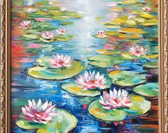 クロード・モネ　睡蓮の池　ミニチュアキャンバス クロード・モネ 睡蓮の池 ミニチュアキャンバス モネ「睡蓮の池」ミニ