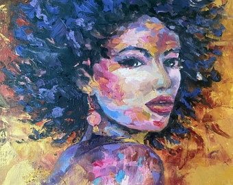 キャンバスに描かれたアフリカの絵画 黒人少女の絵画 オリジナルの