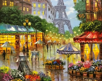 パリの街並みの油絵 オリジナルパリジャンアート ウクライナの
