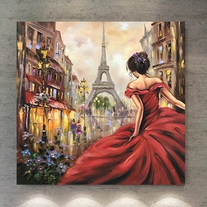 Woman in Paris Oil Painting on Canvas Original Ballerina Wall Art Lady ...