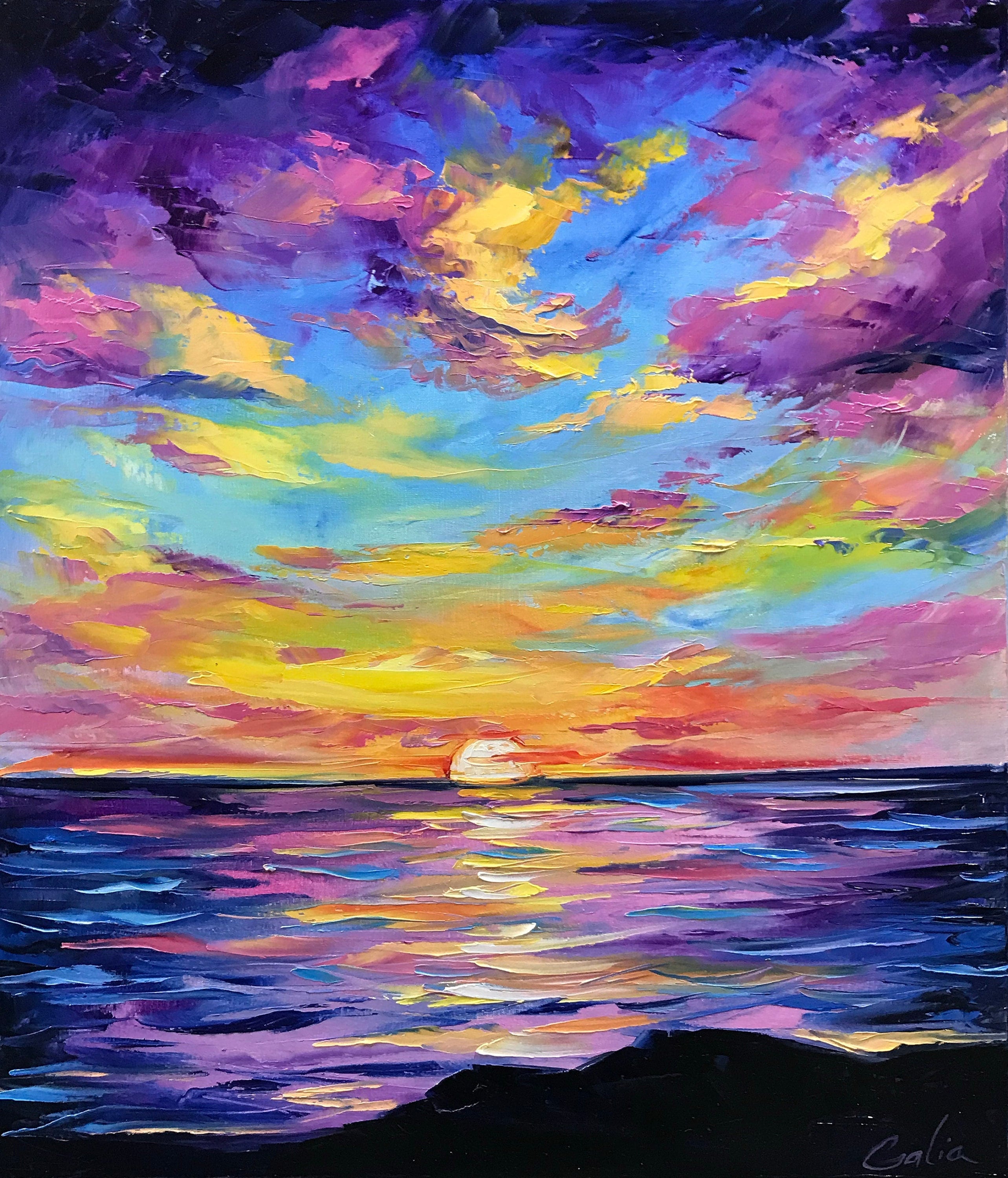 Sunset Mini Canvas Painting, Small Original Oil Painting, Oc - Inspire  Uplift