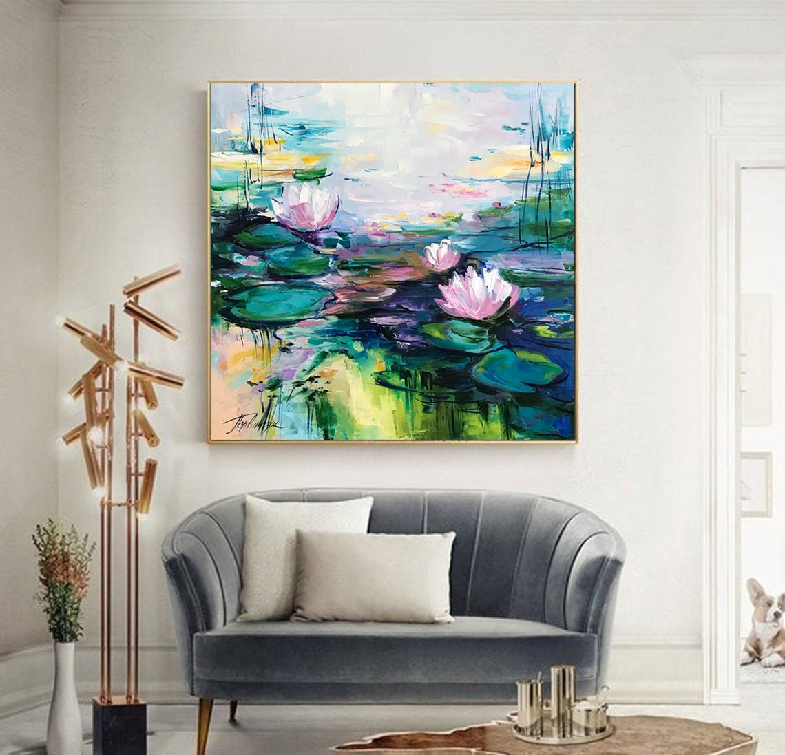Monet Painting water Lilies Lotus Flower Wall Art | Etsy