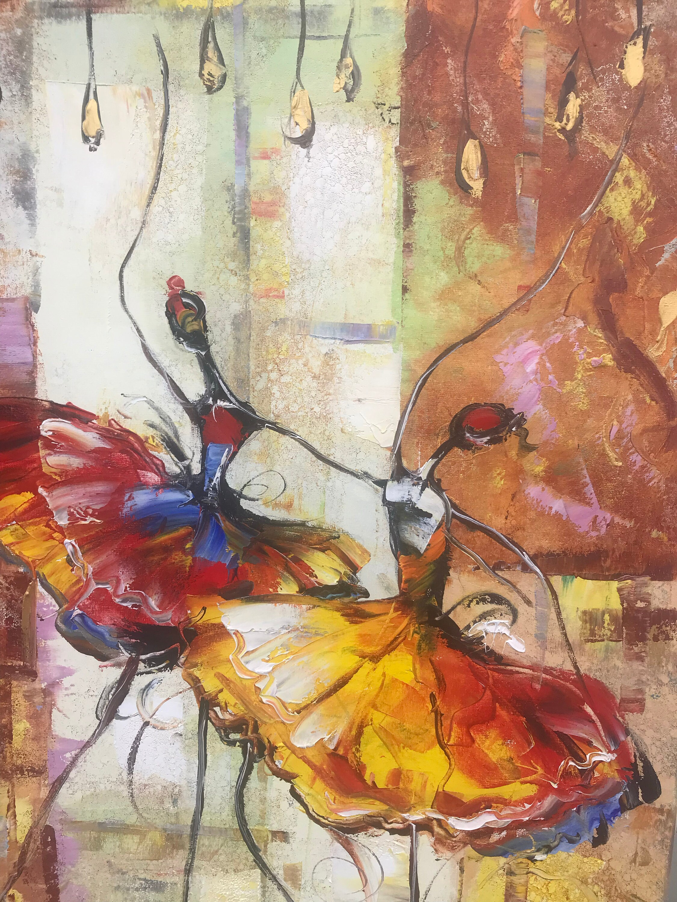 抽象的なバレリーナの絵画 オリジナルのバレリーナの壁アート 踊る