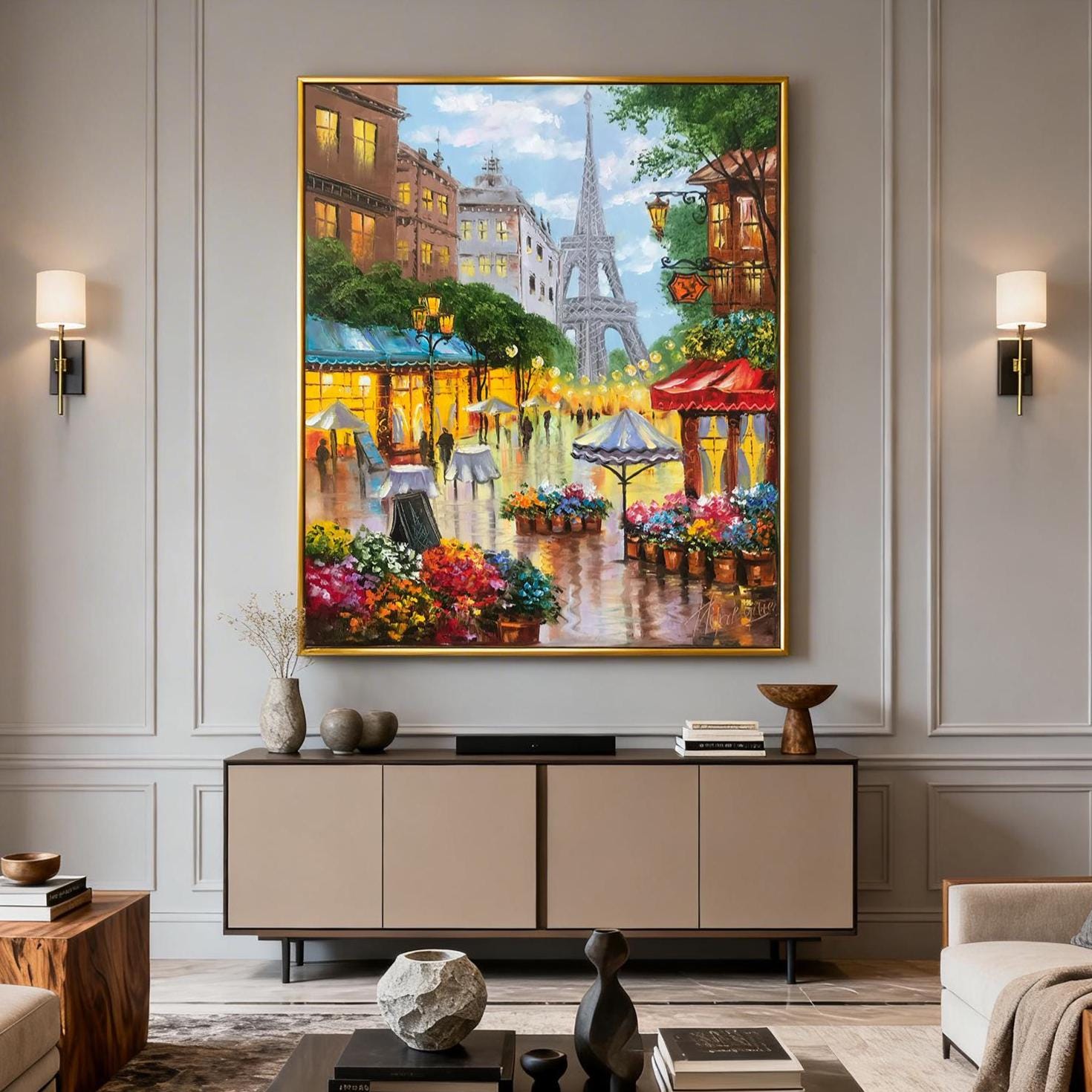 パリの街並みの油絵 オリジナルパリジャンアート ウクライナの