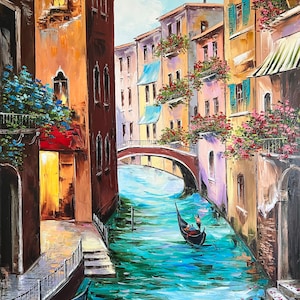 Original Venice Oil Painting on Canvas Venetian Art Italian Oil Painting Venice Artwork Italian Wall Art Ready To Ship Venice Canal Painting