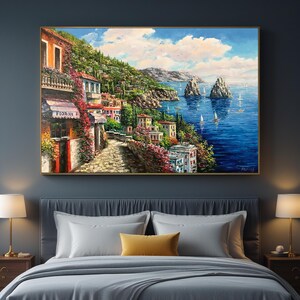 Capri Italy Oil Painting Original Amalfi Coast Painting on Canvas The Most Beautiful Italy Coastal Towns Cities Villages Paintings for Sale image 6