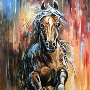 Running Horse Painting Original Horse Wall Art Canvas Animal - Etsy