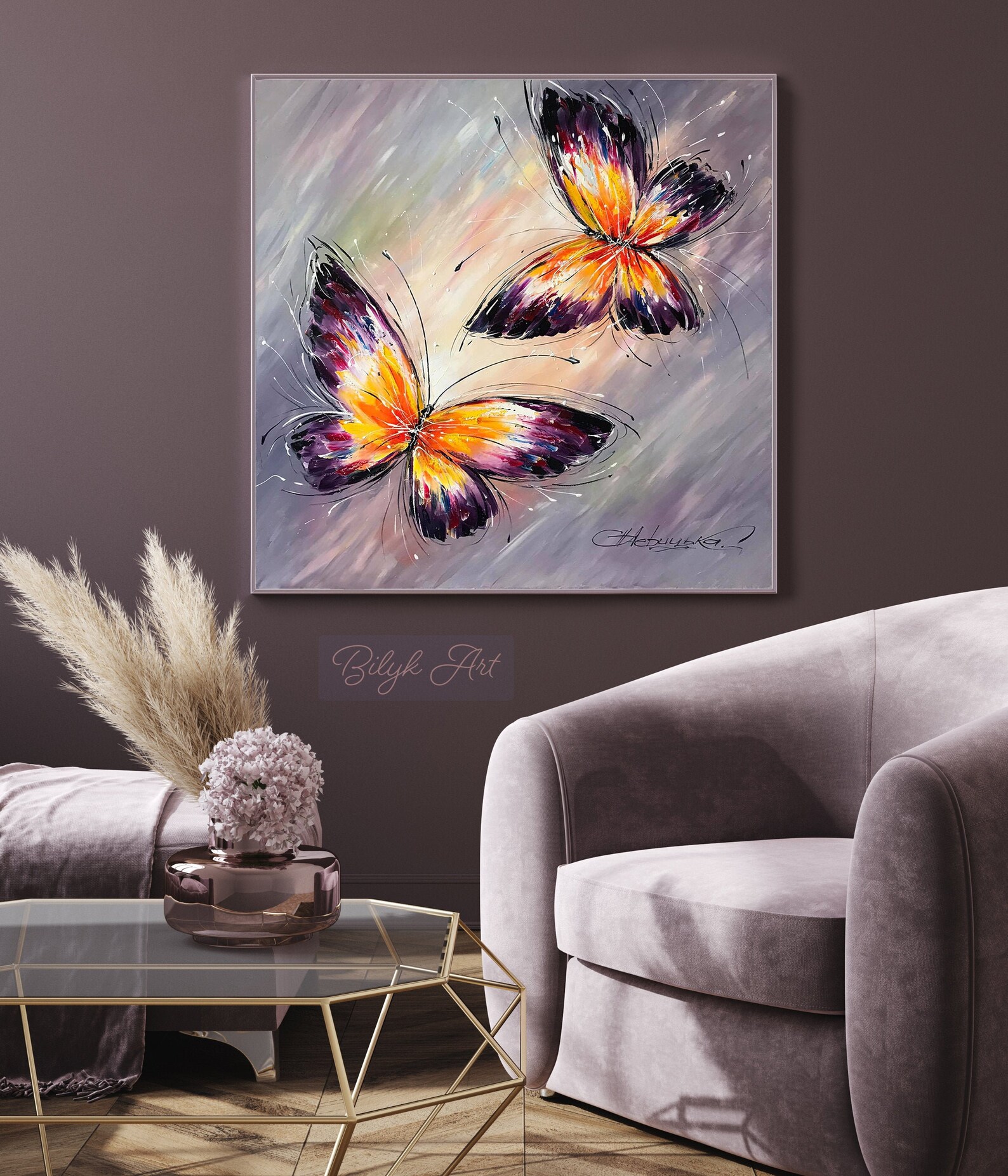 Abstract Butterfly Wall Art Framed Large Art Work Butterfly Etsy