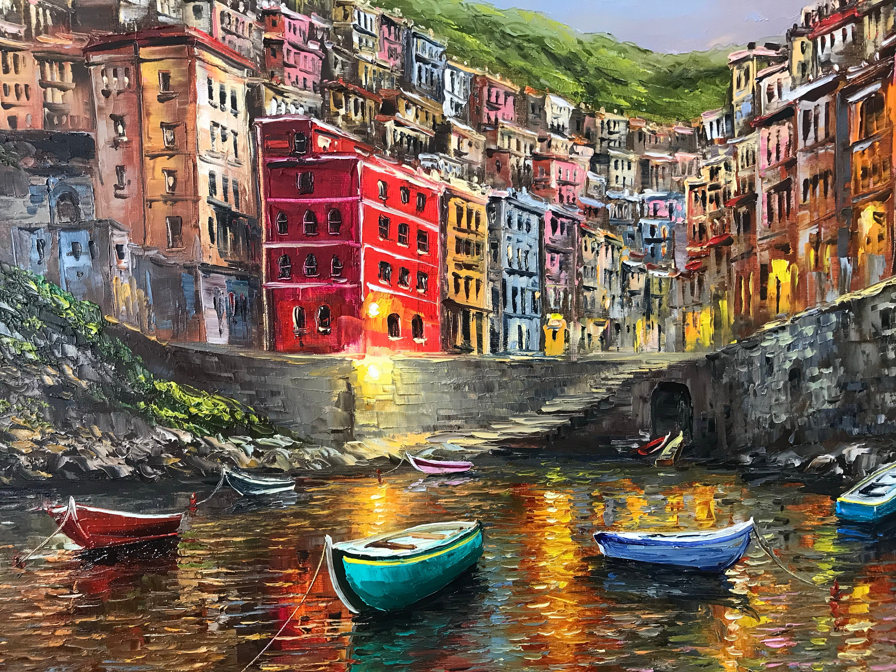 Cinque Terre Italy Oil Painting Original: Riomaggiore Wall Art - Etsy