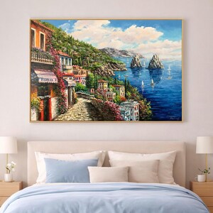 Capri Italy Oil Painting Original Amalfi Coast Painting on Canvas The Most Beautiful Italy Coastal Towns Cities Villages Paintings for Sale image 4