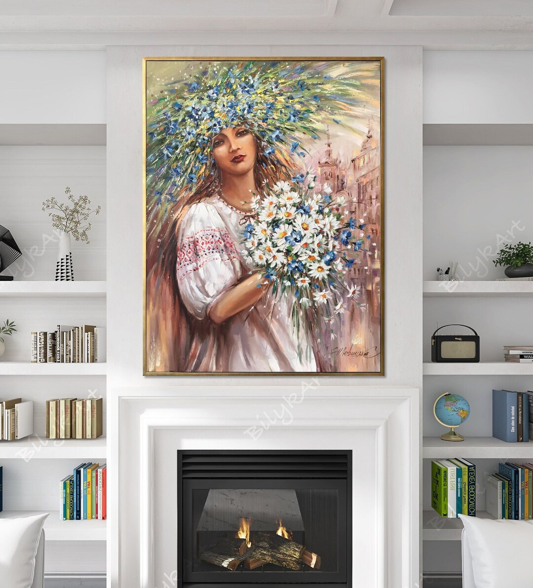 Ukrainian Woman Oil Painting Original Girl With Flowers in Her Hair ...