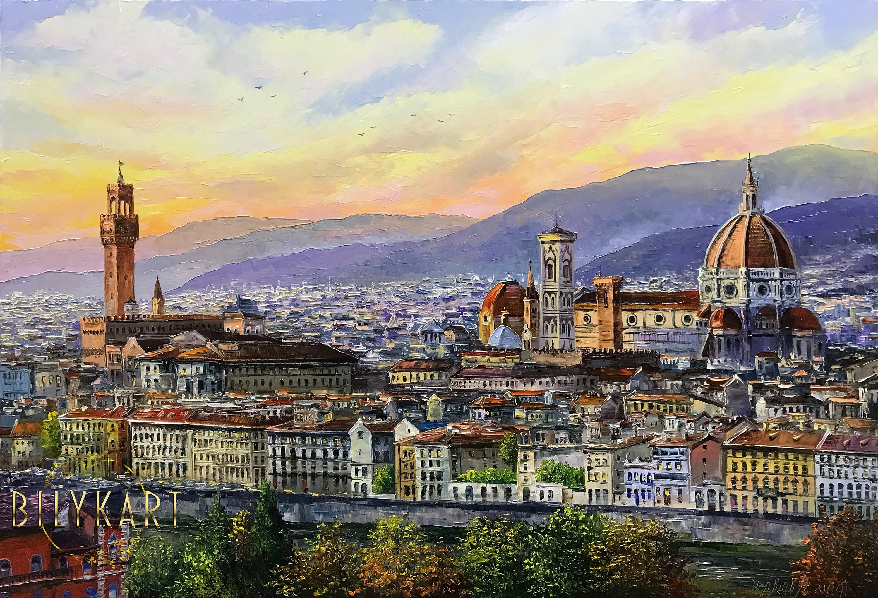 絵画 イタリアン フィレンツェ　特価 フィレンツェのキャンバス絵画 フィレンツェ イタリア 壁アート