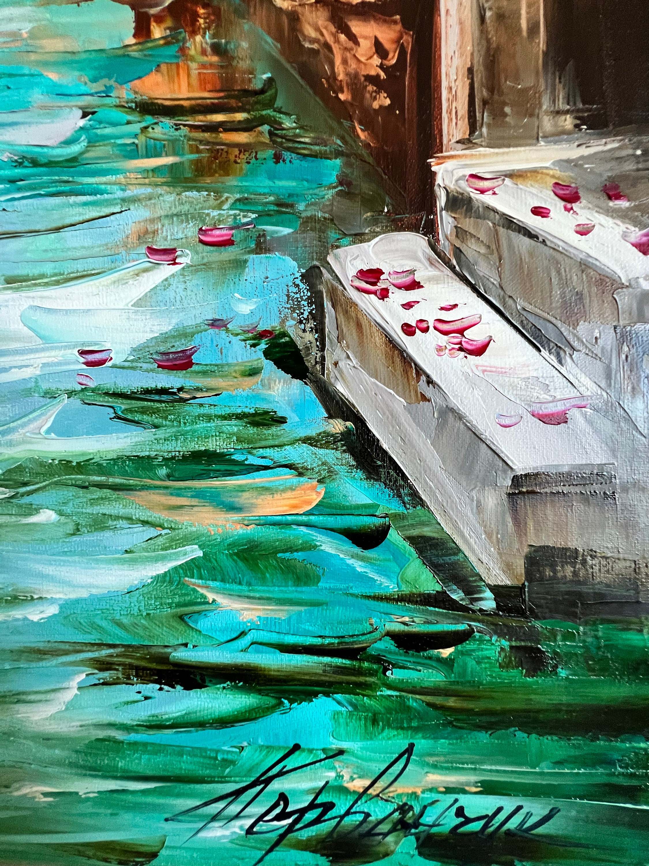 キャンバスに描かれたオリジナルのヴェネツィア油絵 ヴェネツィアの