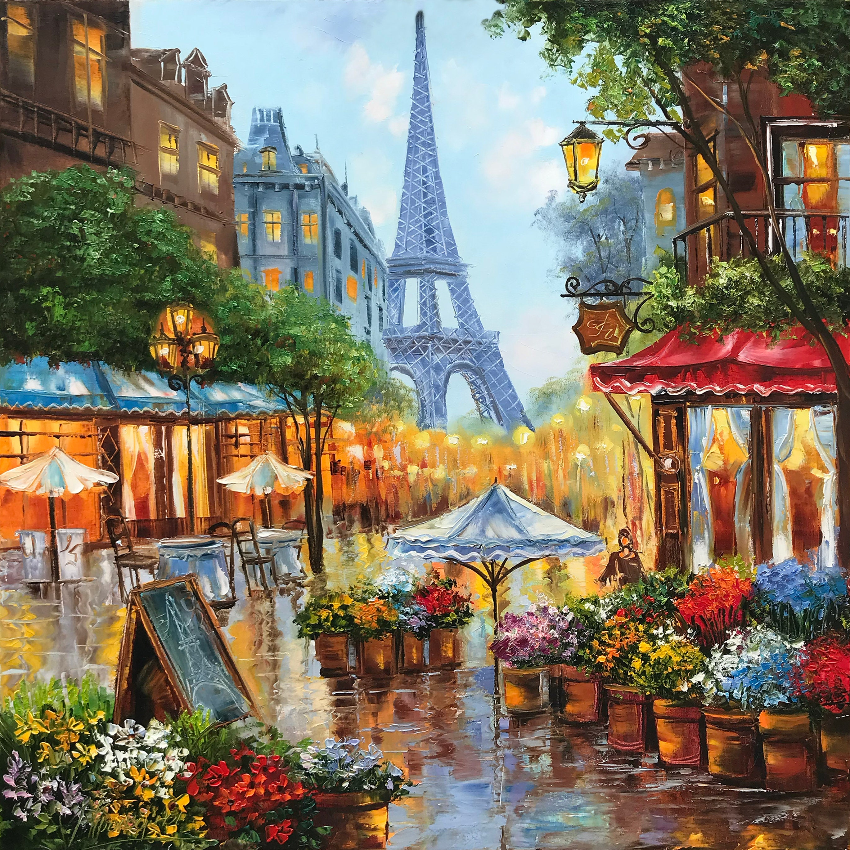 Original Paris Oil Painting on Canvas Modern Eiffel Tower Wall Etsy