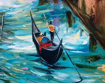 ヴェネツィア イタリア 絵画 オリジナル キャンバス アート ゴンドラ