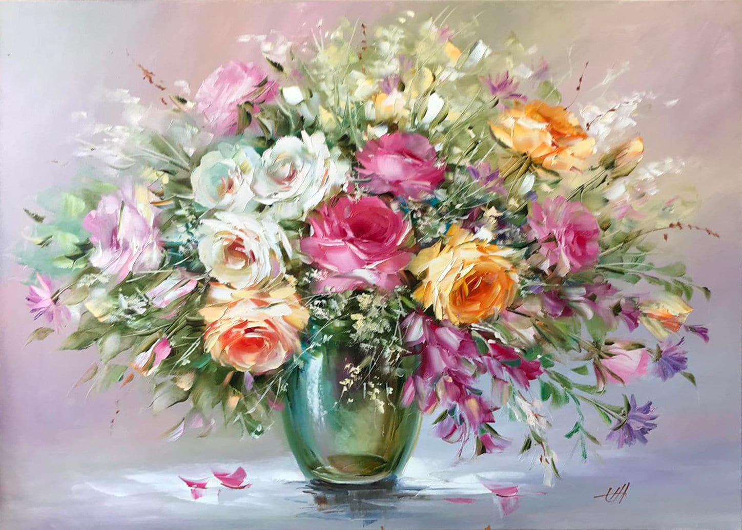 Flower oil painting deals