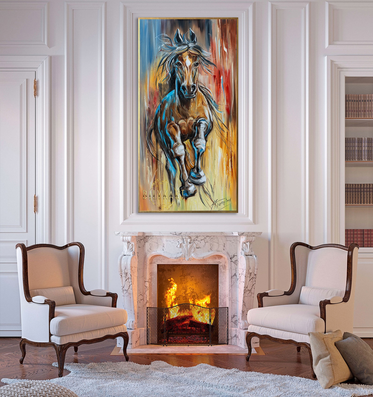 Large Abstract Horse Oil Painting Original Galloping Horse Canvas Wall ...