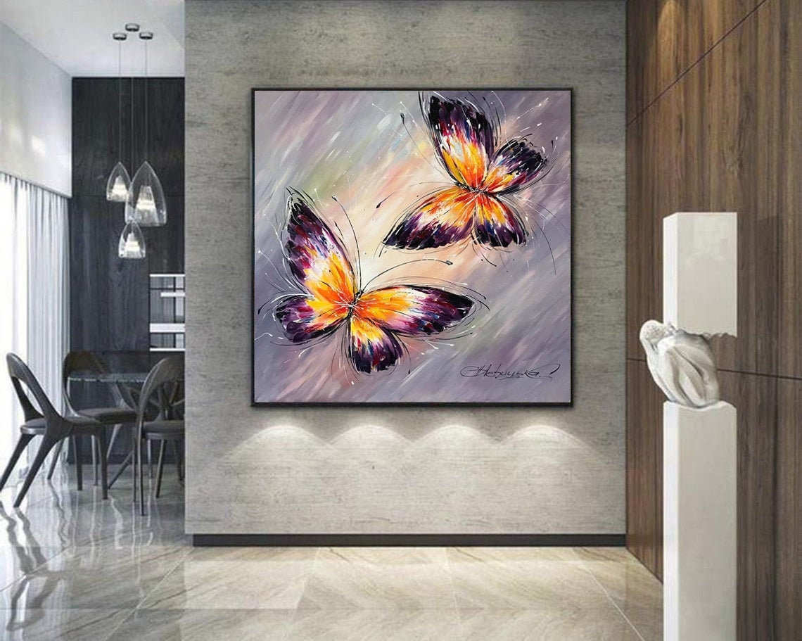 Abstract Butterfly Wall Art Framed Large Art Work Butterfly Etsy