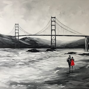 ゴールデン ゲート ブリッジのオリジナル絵画、サンフランシスコ