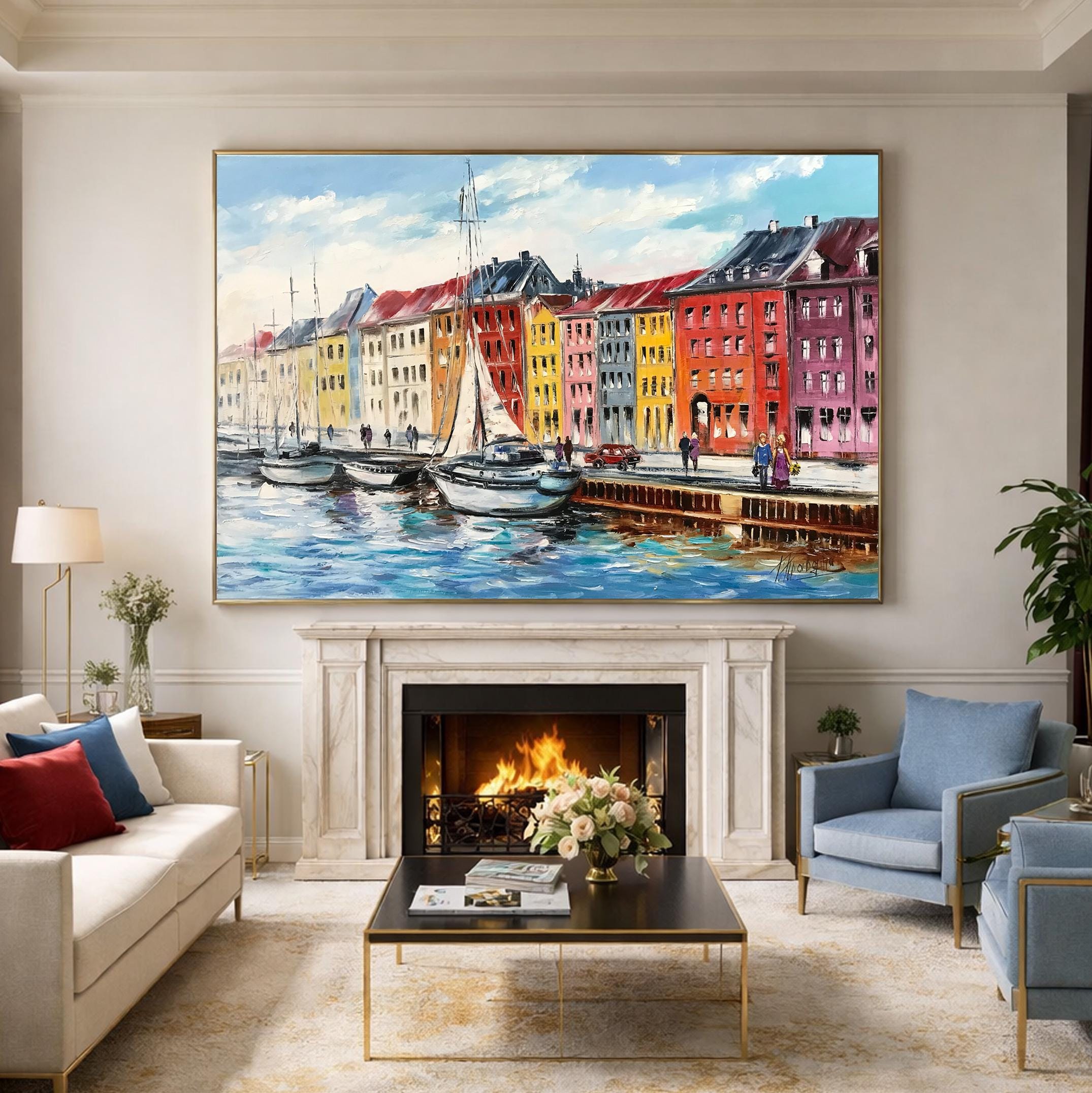 Copenhagen Denmark Painting Sailboat Original Oil Painting Sail