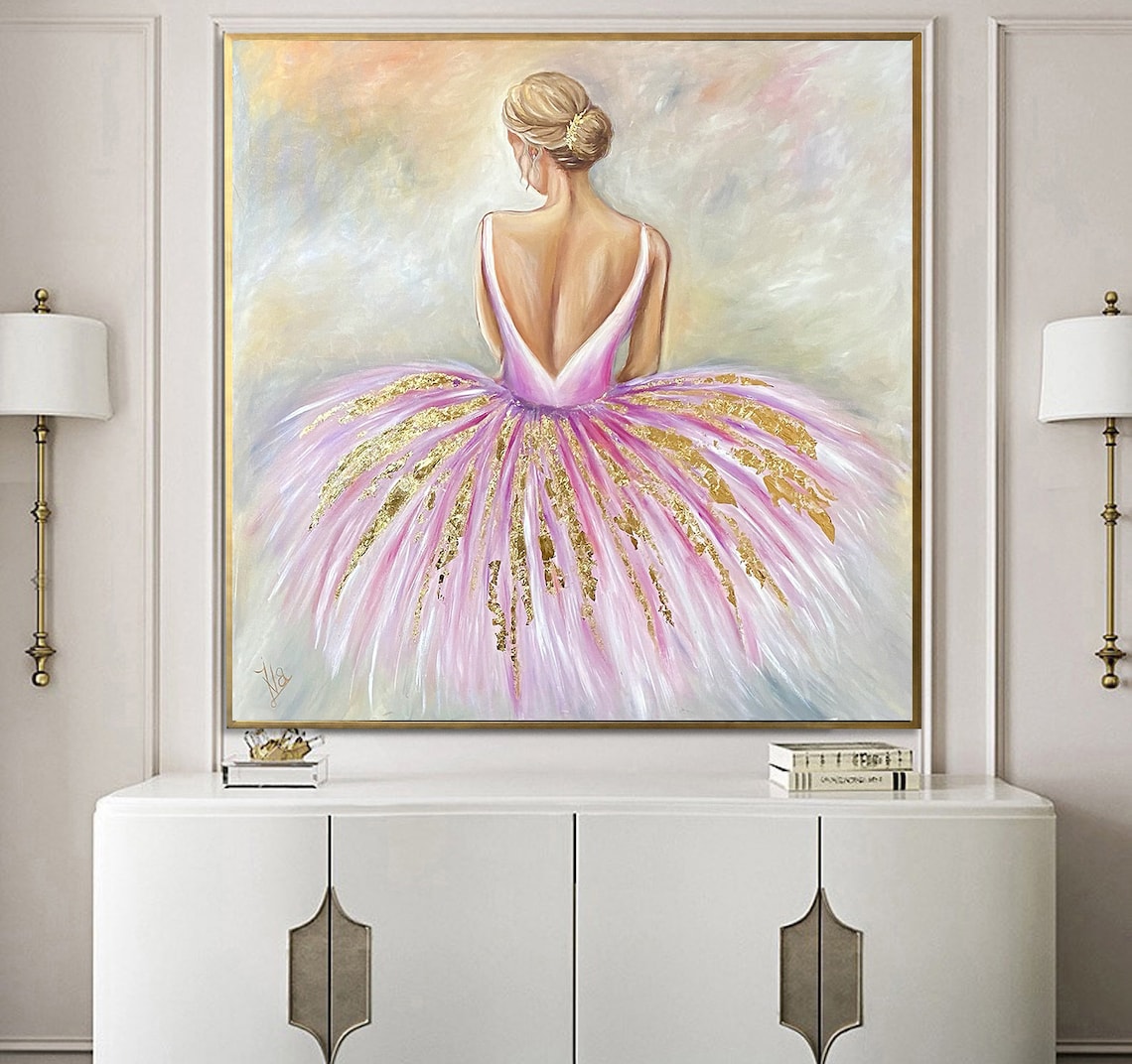 Abstract Ballerina Oil Painting Original Pink Ballerina Wall Etsy