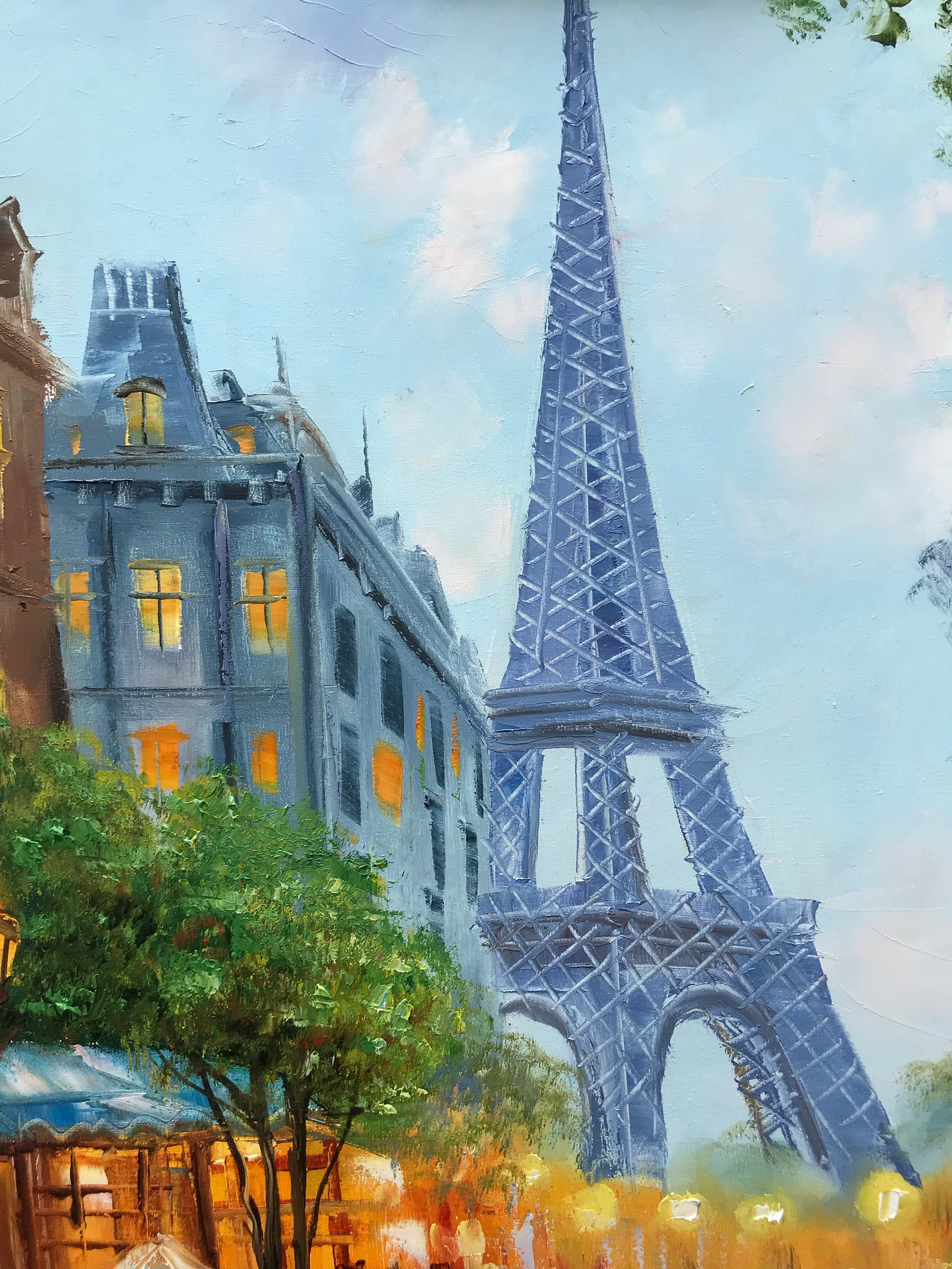 Original Paris Oil Painting on Canvas Modern Eiffel Tower Wall Etsy