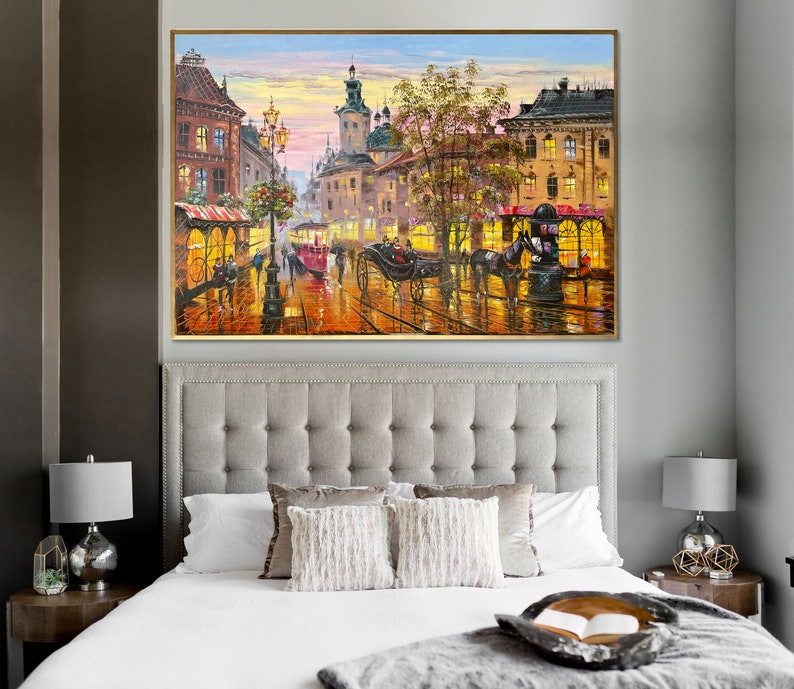 Europe Cityscape Painting Original European Wall Art Canvas Etsy