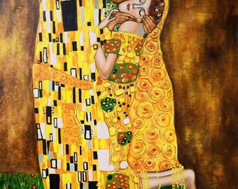 グスタフ・クリムト作「接吻」絵画複製、クリムト壁掛けアート