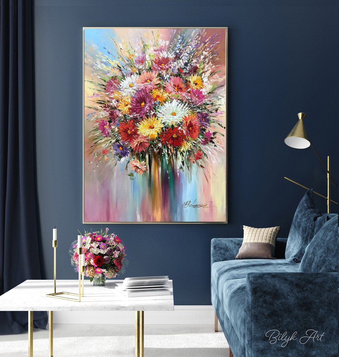 Large Abstract Flower Oil Painting on Canvas Modern Floral - Etsy