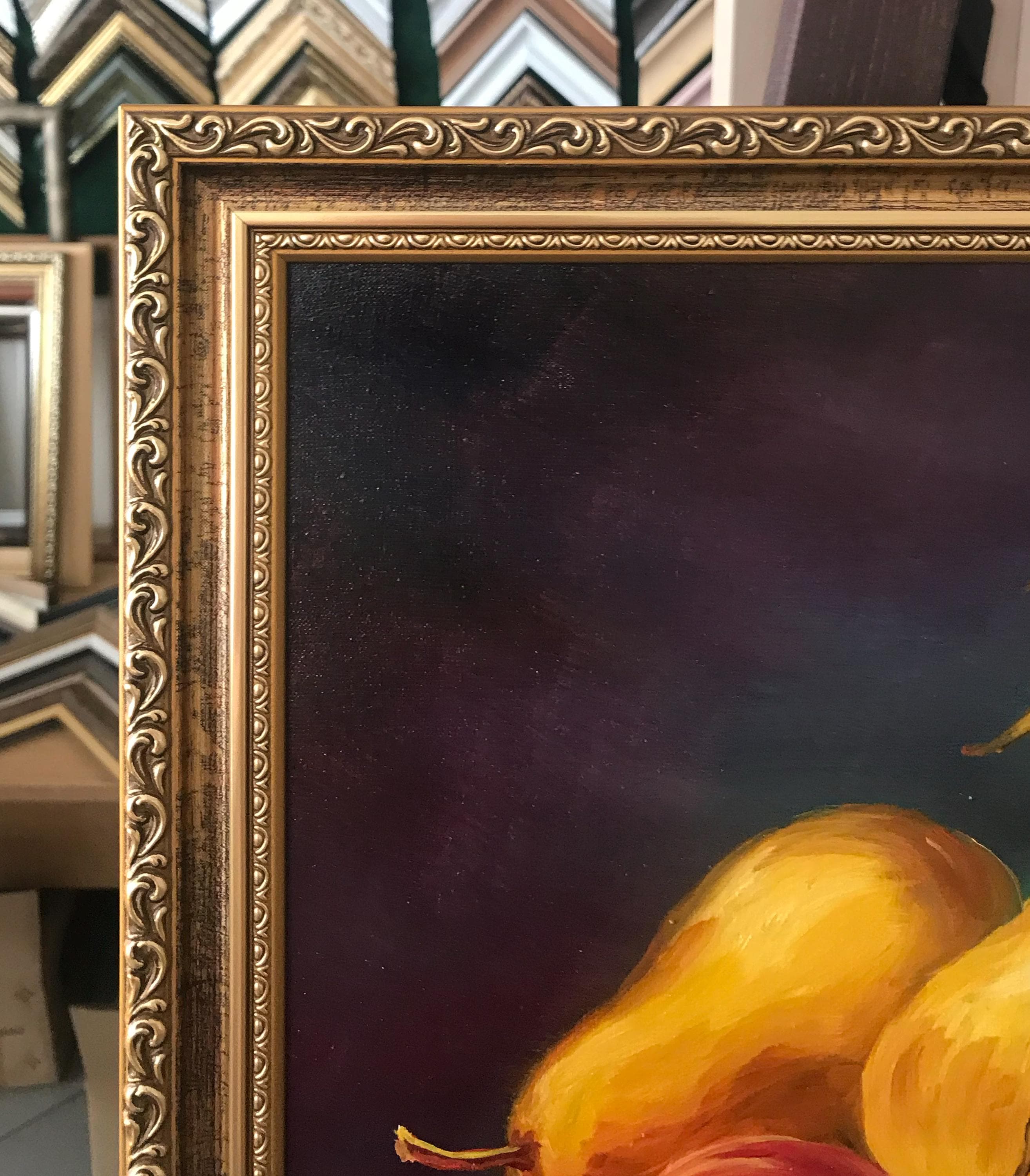 静物画フルーツ絵画オリジナルフルーツ油絵ブドウ壁アートリアリズム