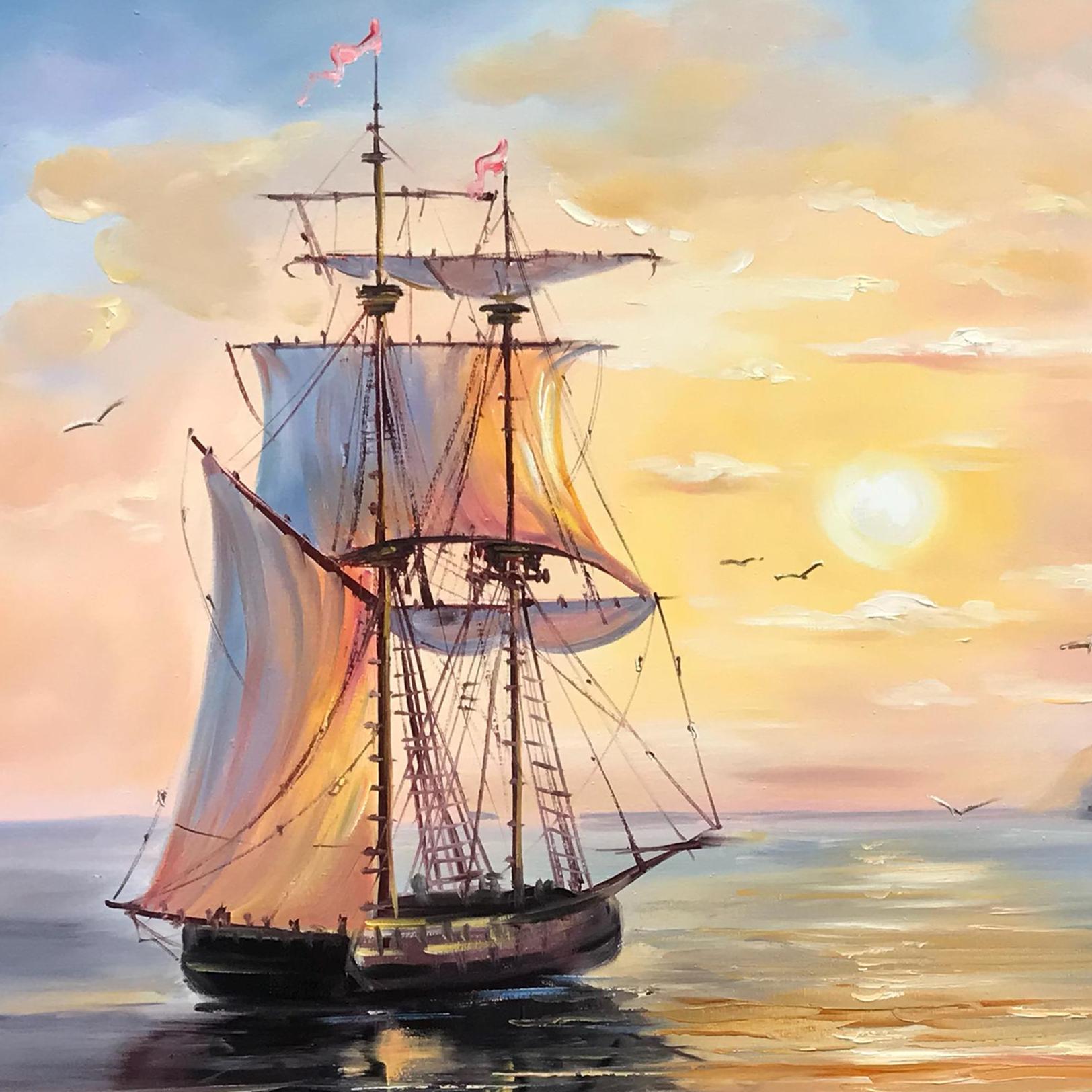 絵画　帆船　海　夕陽 帆船 夕（「瀬戸内海集」より） | 吉田博 | 収蔵品詳細 | 作品を