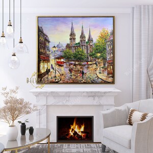 Large City Scene Oil Painting Original European City Wall Art Colourful ...