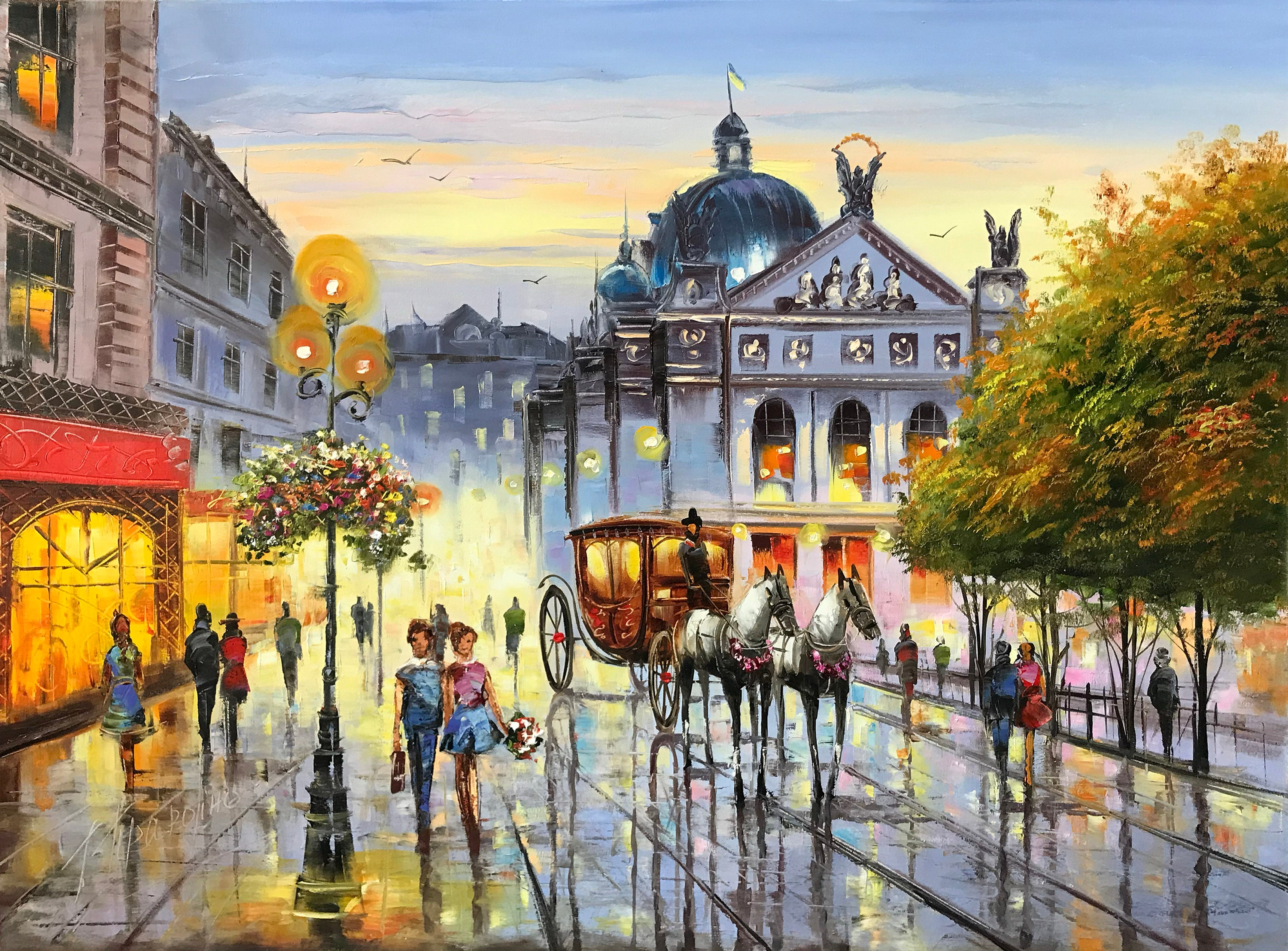 絵画　ヨーロッパの風景　フランスでの購入品 絵画 ヨーロッパの風景 フランスでの購入品 キャンバスに描かれ