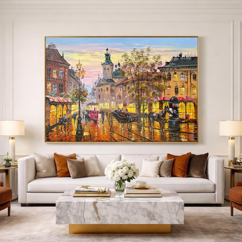 Europe Cityscape Painting Original European Wall Art Canvas City ...