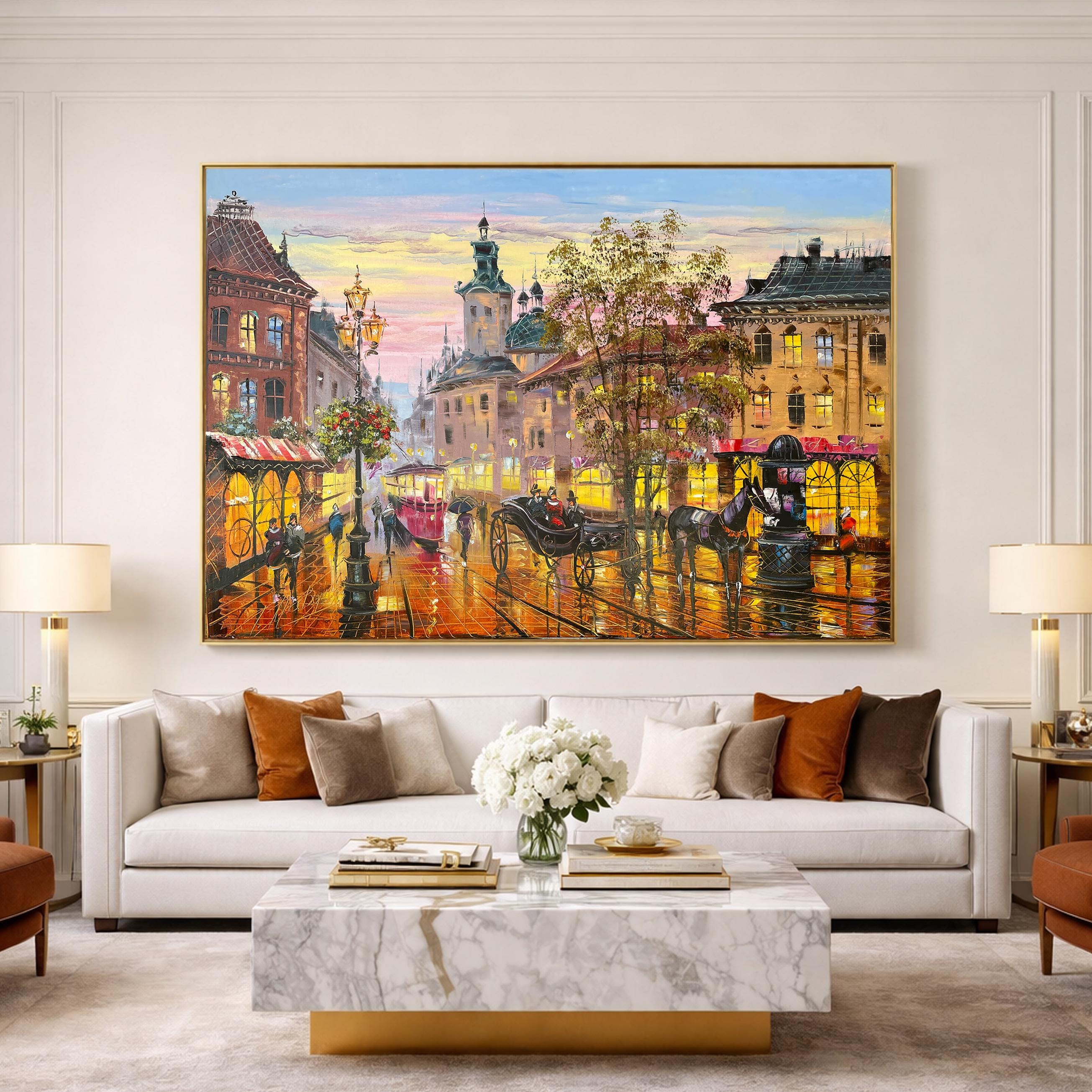 ヨーロッパの都市風景画 オリジナル ヨーロッパの壁掛けアート