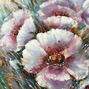 Large Abstract Flower Paintings on Canvas Purple Flower Oil Painting ...