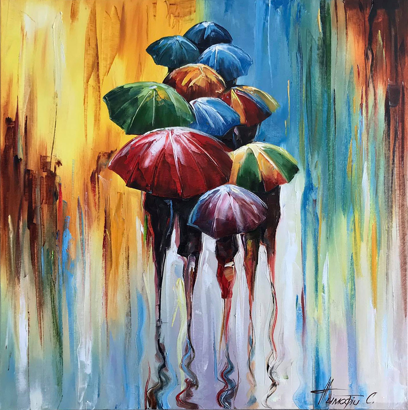 Abstract Umbrella Painting Modern Rainy Day Art Original Umbrellas Art Abstract Umbrella Painting Modern Rainy Day Art Original Umbrellas Art