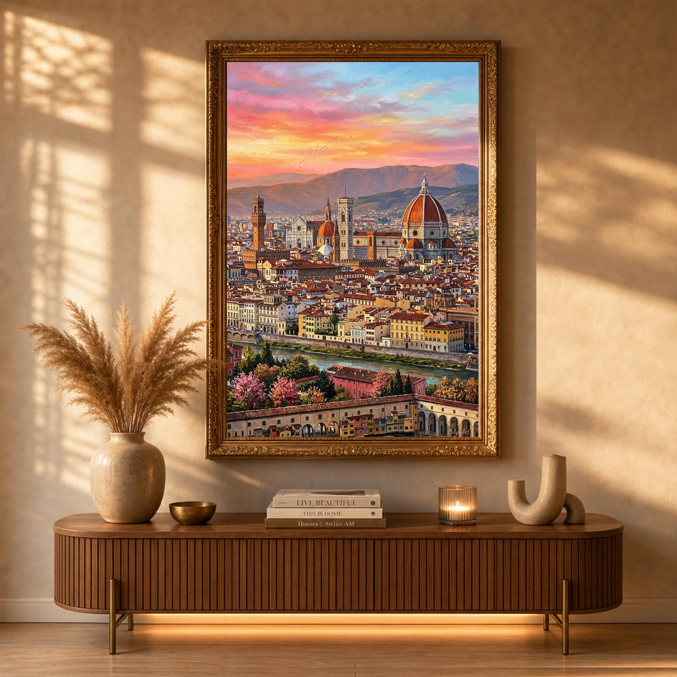 Florence Italy Oil Painting on Canvas: Large Colorful Italian