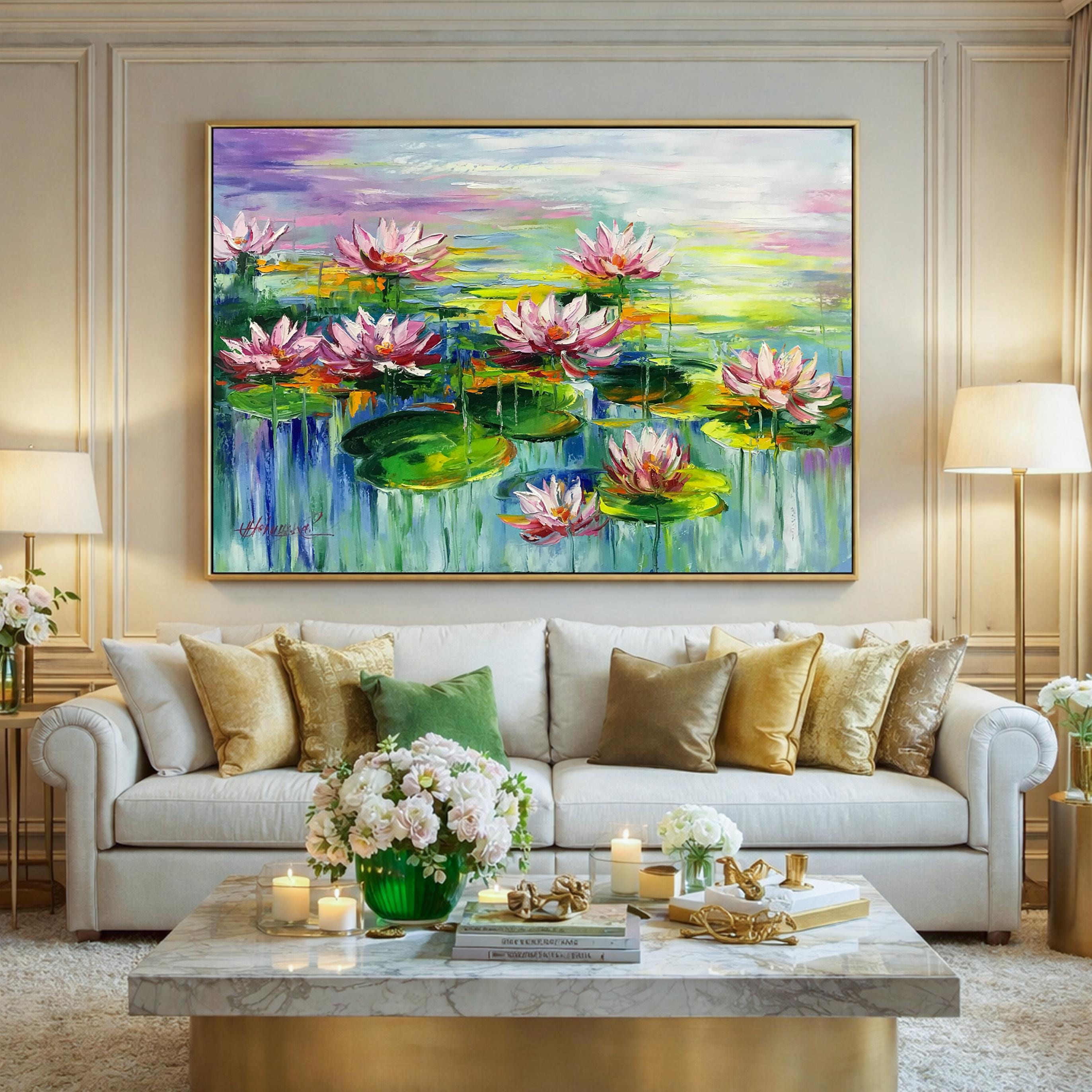 Claude Monet Painting on Canvas Water Lilies Wall Art Lotus Flower Art ...