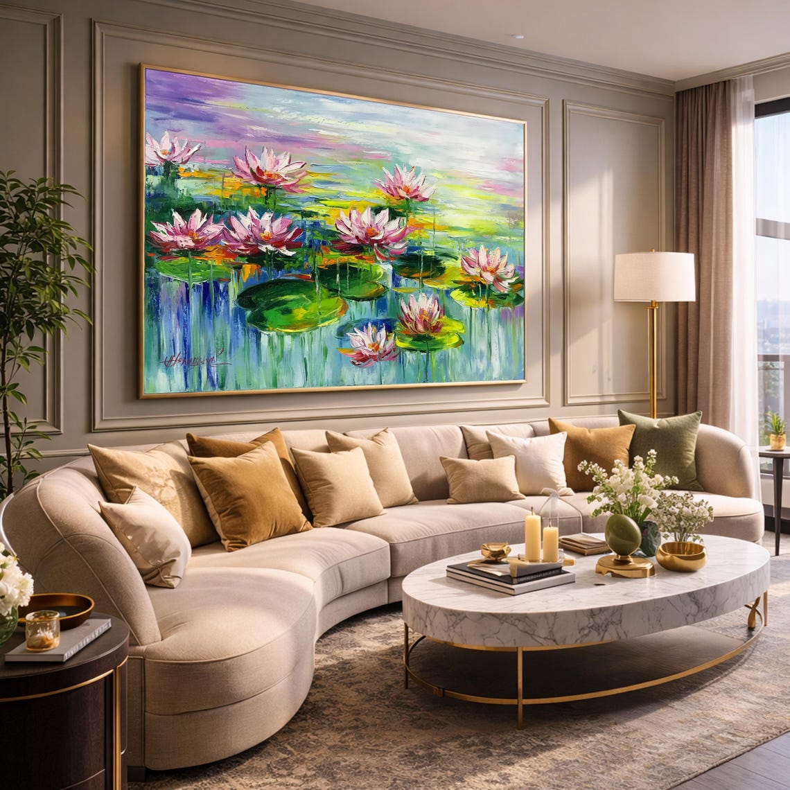 Claude Monet Painting on Canvas Water Lilies Wall Art Lotus Flower Art ...