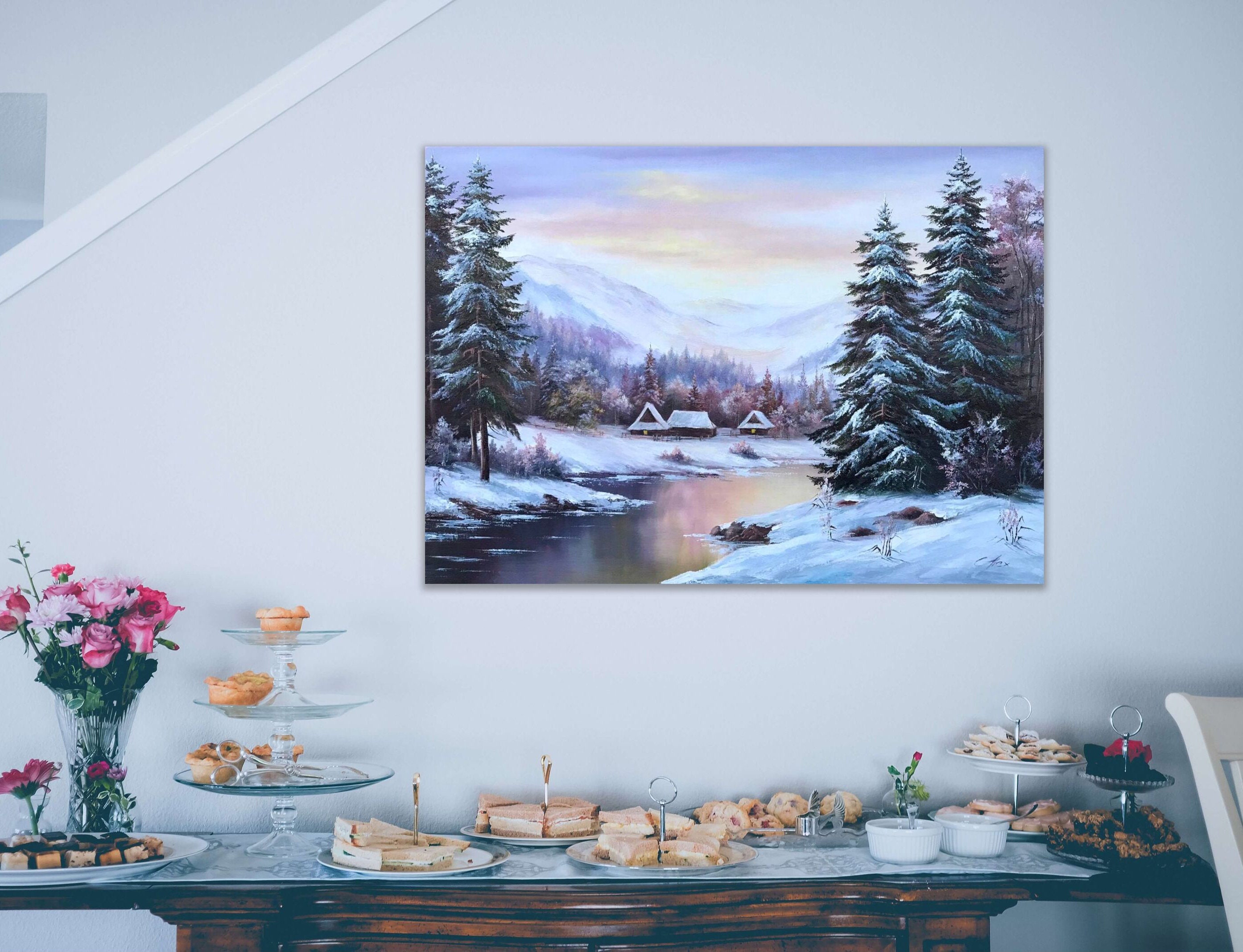 Winter Scene Original Painting Forest River Oil Painting on - Etsy