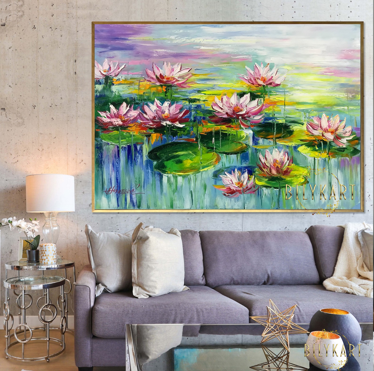 Claude Monet Painting on Canvas Water Lilies Wall Art Lotus Flower Art ...