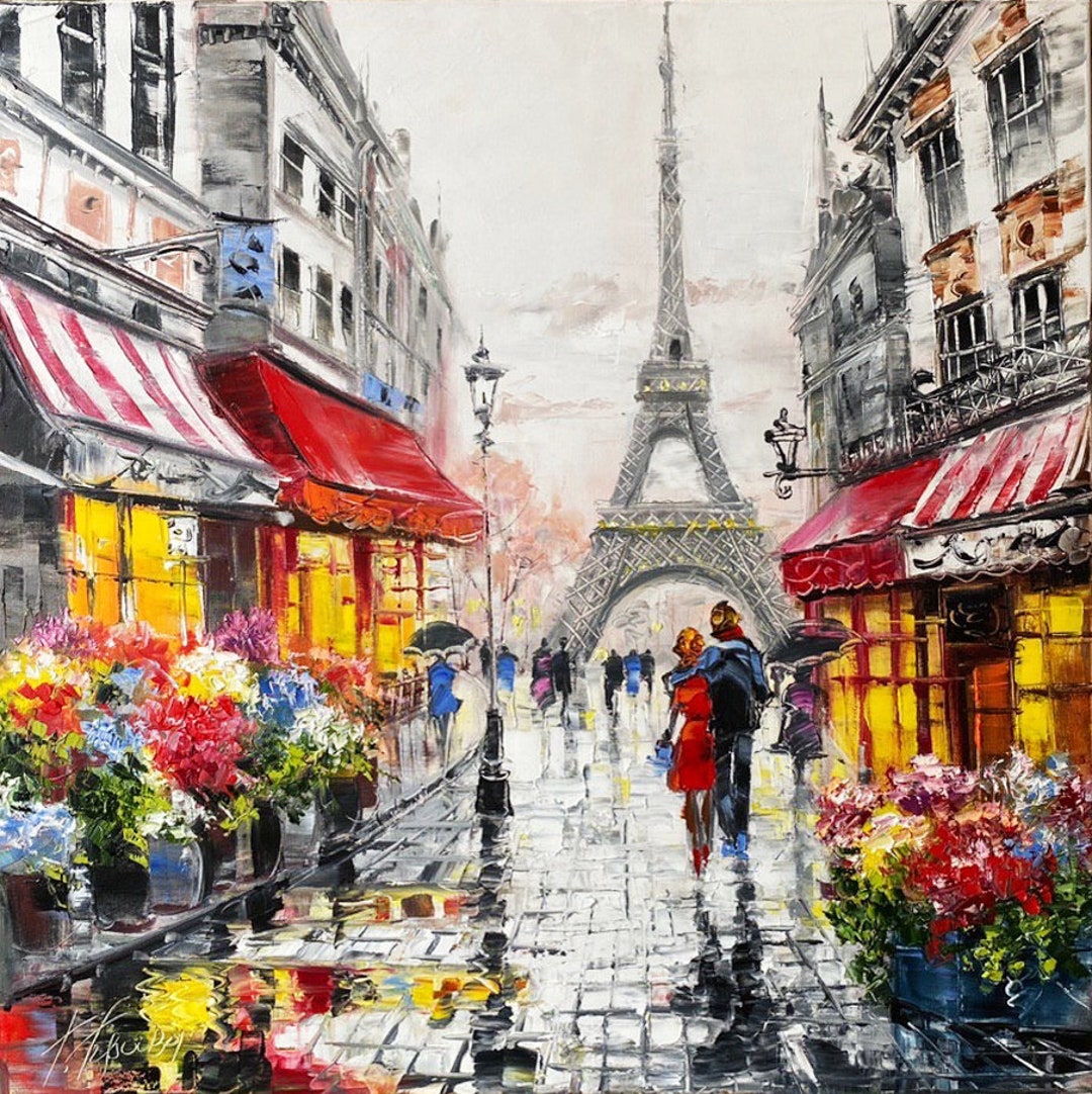 Paris Cafe Oil Painting Original Art Work Romantic Couple - Etsy Paris Cafe Oil Painting Original Art Work Romantic Couple - Etsy