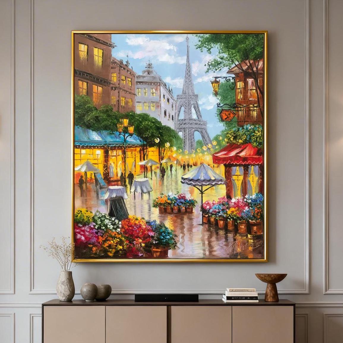 パリの街並みの油絵 オリジナルパリジャンアート ウクライナの