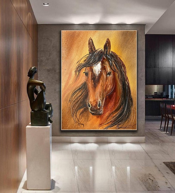 Large Horse Oil Painting Original Large Abstract Horse Head Etsy