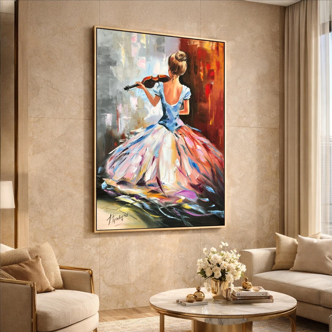 Girl Playing Violin Oil Painting Original: Classical Music Art - Etsy UK