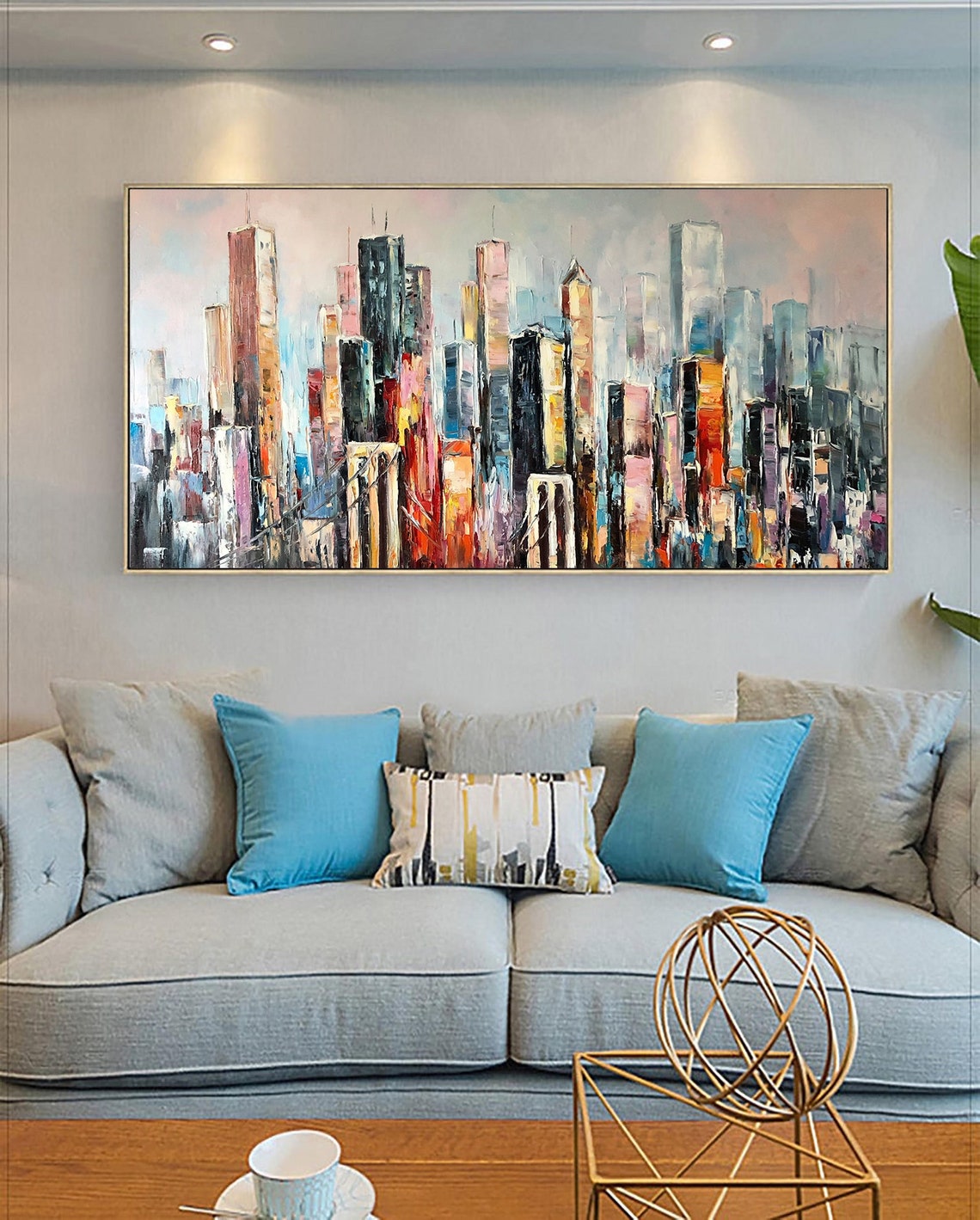 Large New York City Abstract Painting Urban Cityscape - Etsy