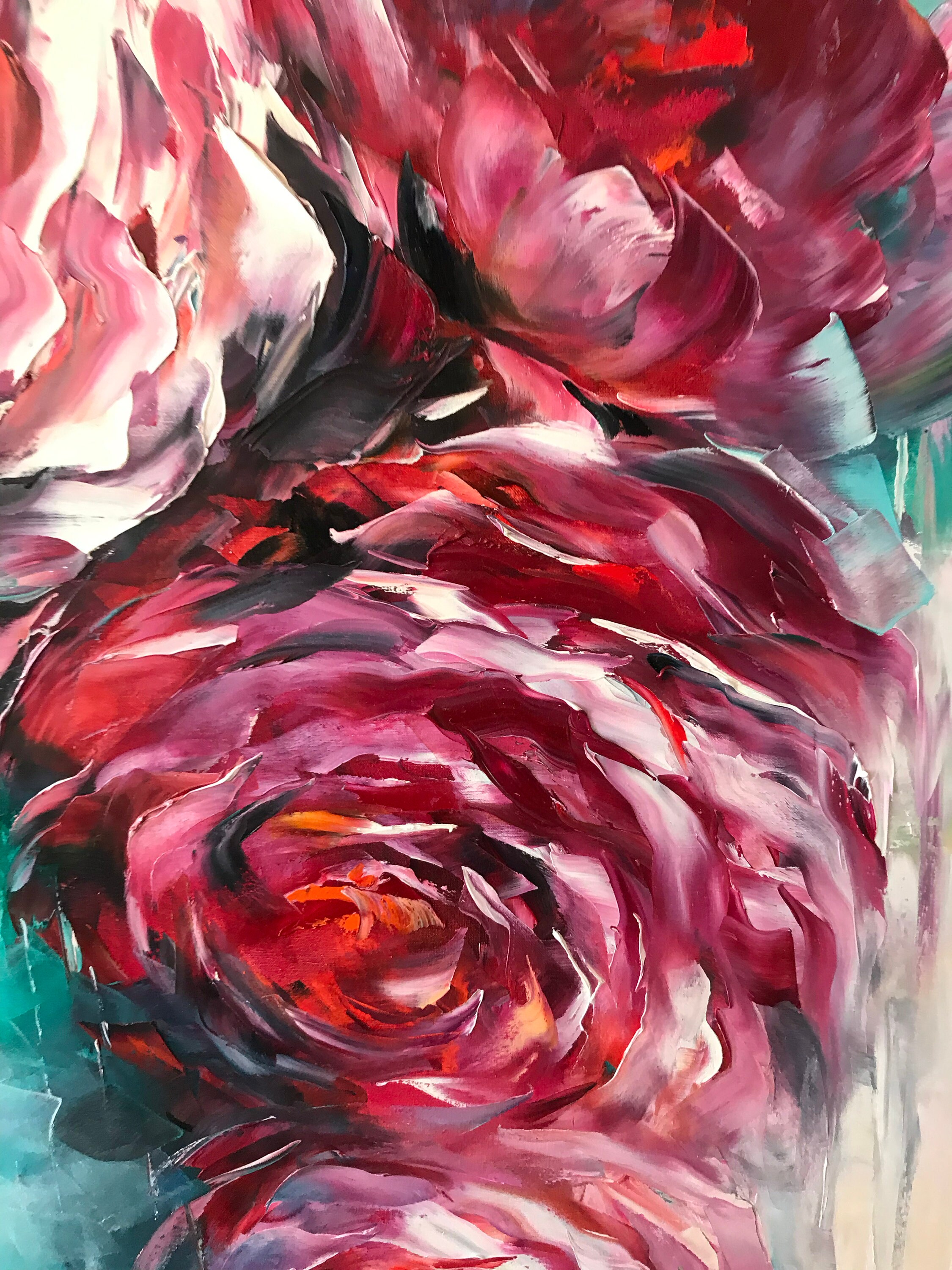 ORIGINAL Abstract Pink Roses Oil Painting Canvas Flowers Texture Artwork Impressionist Impasto Home Decor Wall Painting Floral Hand Painted ORIGINAL Abstract Pink Roses Oil Painting Canvas Flowers Texture Artwork Impressionist Impasto Home Decor Wall Painting Floral Hand Painted
